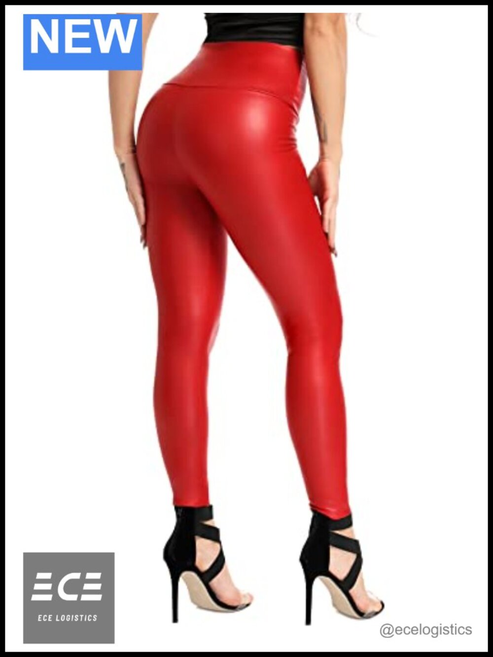 Faux Leather Leggings PU Pleather High Waisted Tummy Control Butt Lifting Tights
